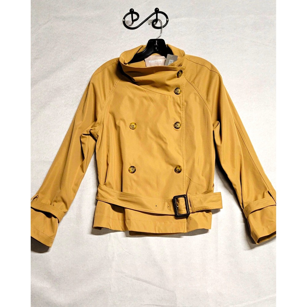 Reaction Kenneth Cole Beige Belted Double-Breasted Short Trench Coat Size S